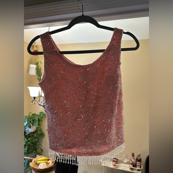 Pink Cashmere Bead Top 1950’s - Picture 1 of 3